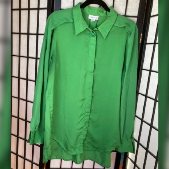 3.1 Phillip Lim Target Silky Emerald Button Down - Picture 2 of 7